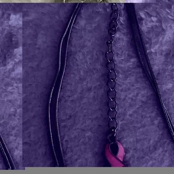 Pink silver bead necklace pink ribbon breast cancer - Picture 2 of 3